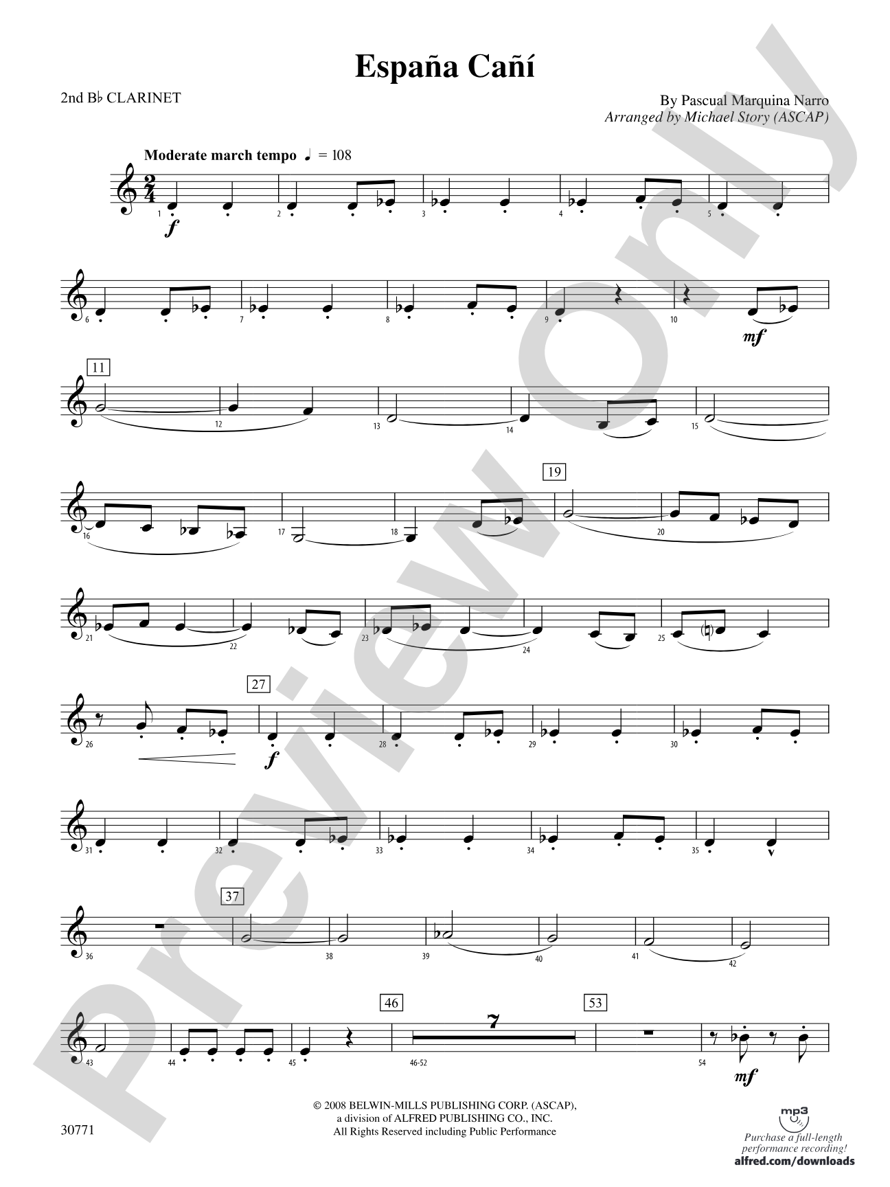 España Cañí: 2nd B-flat Clarinet