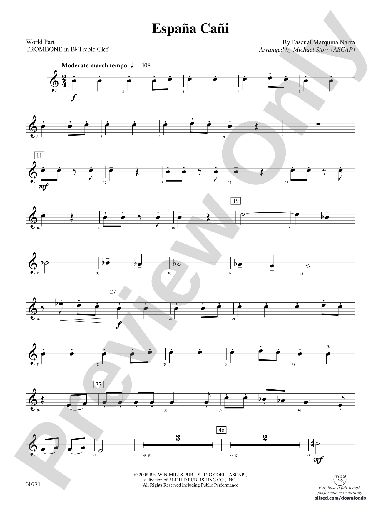 España Cañí: (wp) 1st B-flat Trombone T.C.
