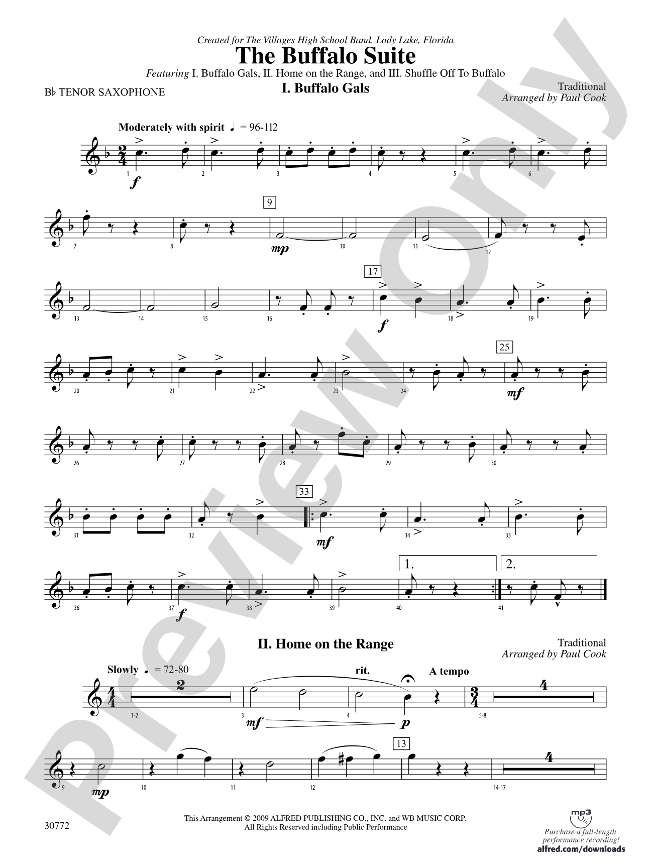 The Buffalo Suite: B-flat Tenor Saxophone