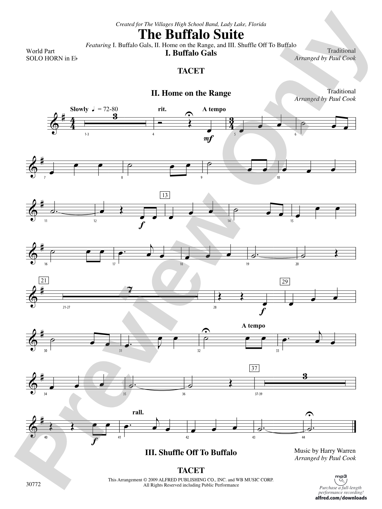 The Buffalo Suite: (wp) Solo Eb Horn