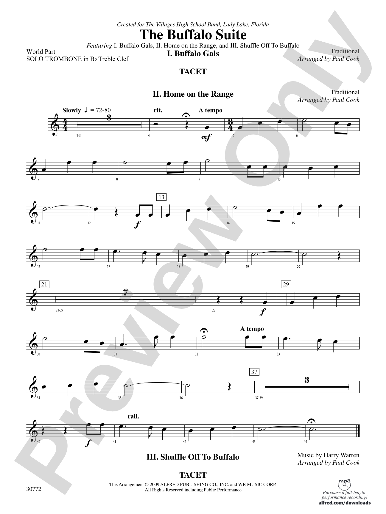 The Buffalo Suite: (wp) Solo Bb Trombone T.C. 1