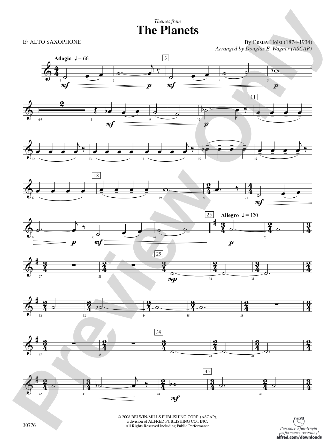 The Planets: E-flat Alto Saxophone