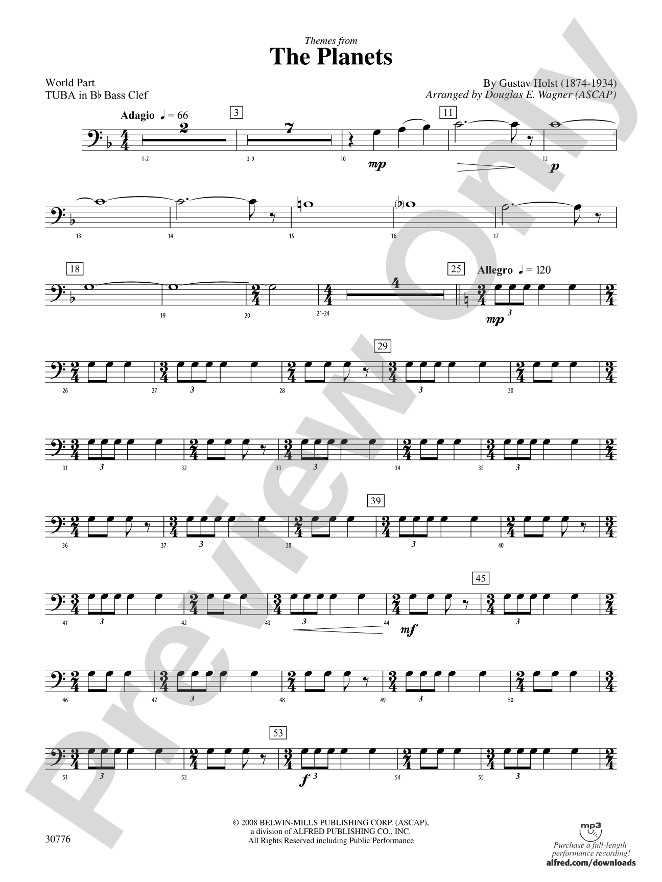 The Planets: (wp) B-flat Tuba B.C.