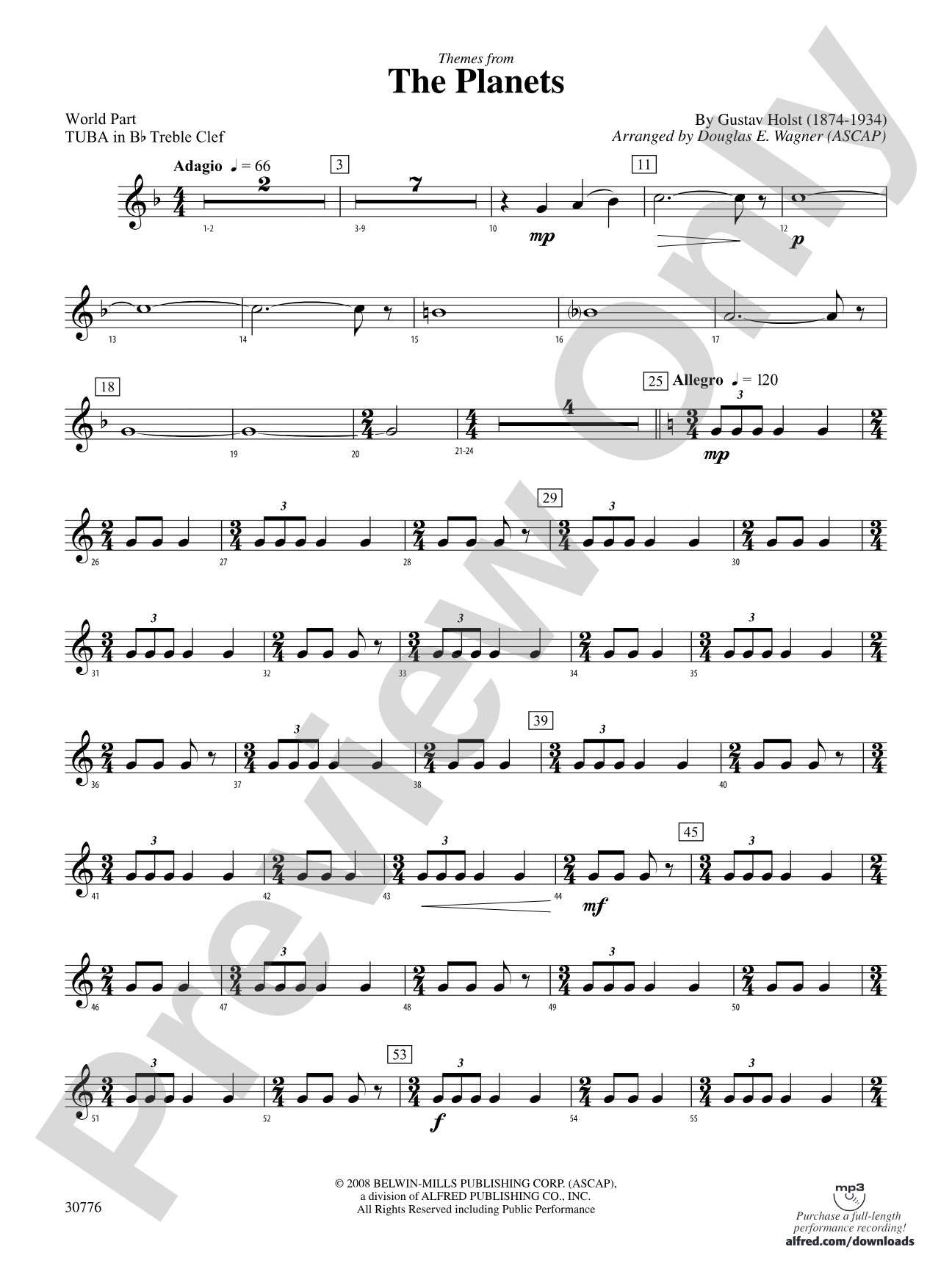 The Planets: (wp) B-flat Tuba T.C.