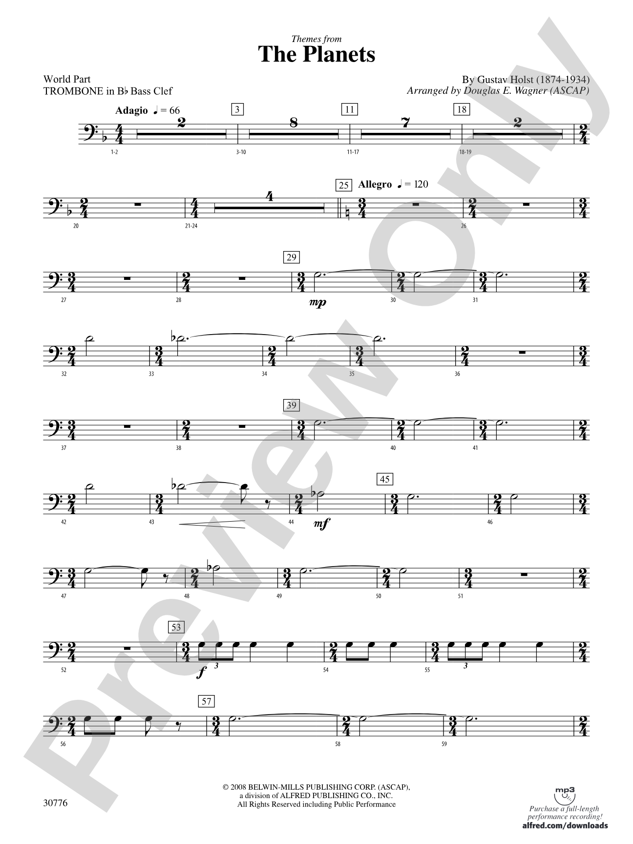 The Planets: (wp) 1st B-flat Trombone B.C.