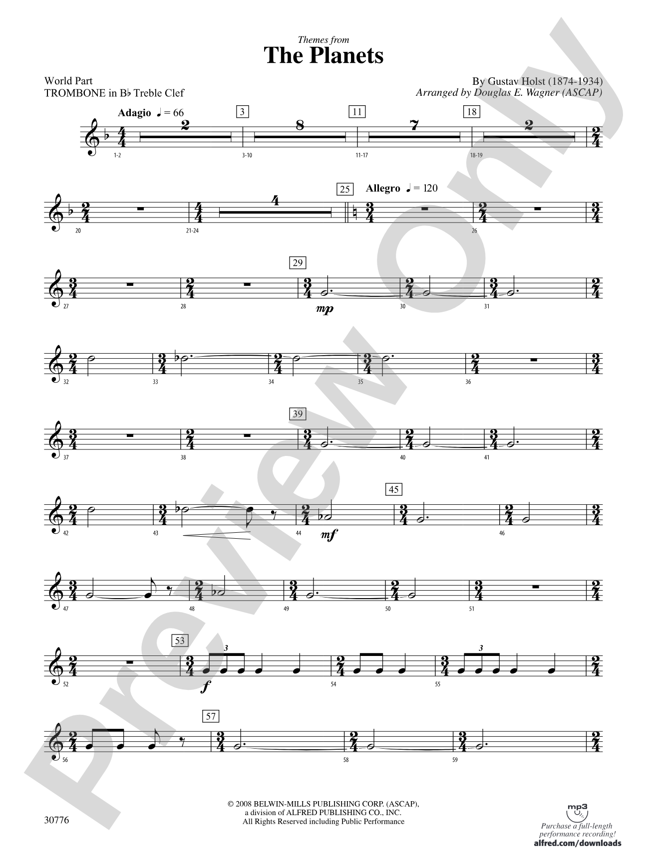 The Planets: (wp) 1st B-flat Trombone T.C.