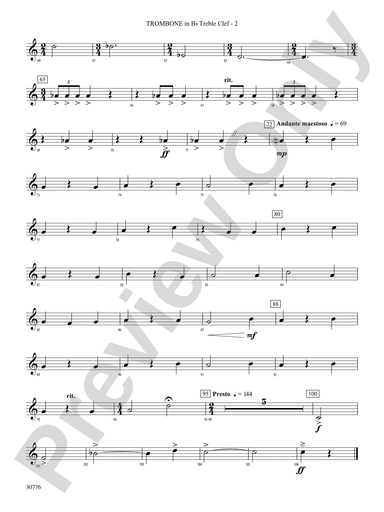 The Planets: (wp) 1st B-flat Trombone T.C.