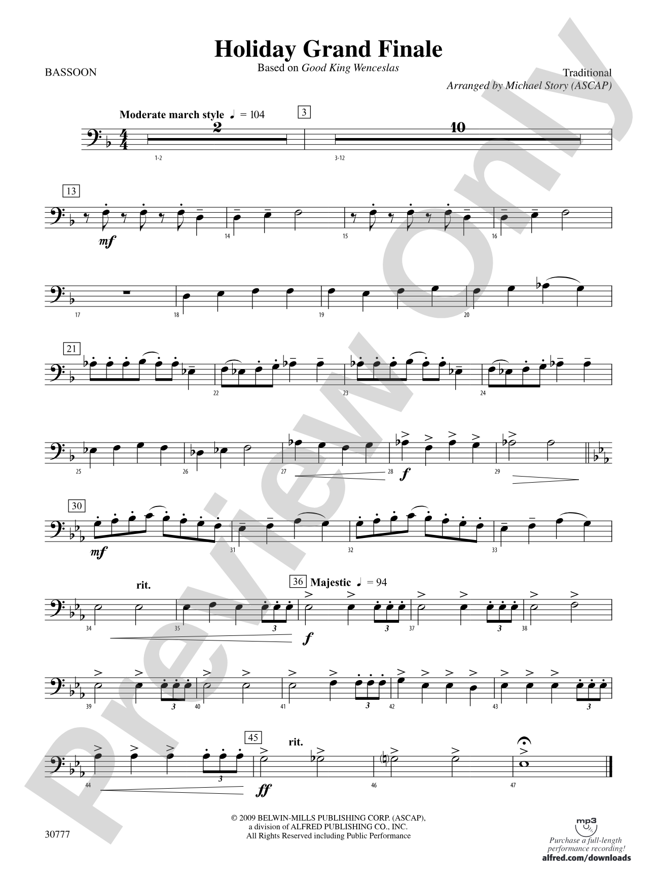Holiday Grand Finale (Based on "Good King Wenceslas"): Bassoon