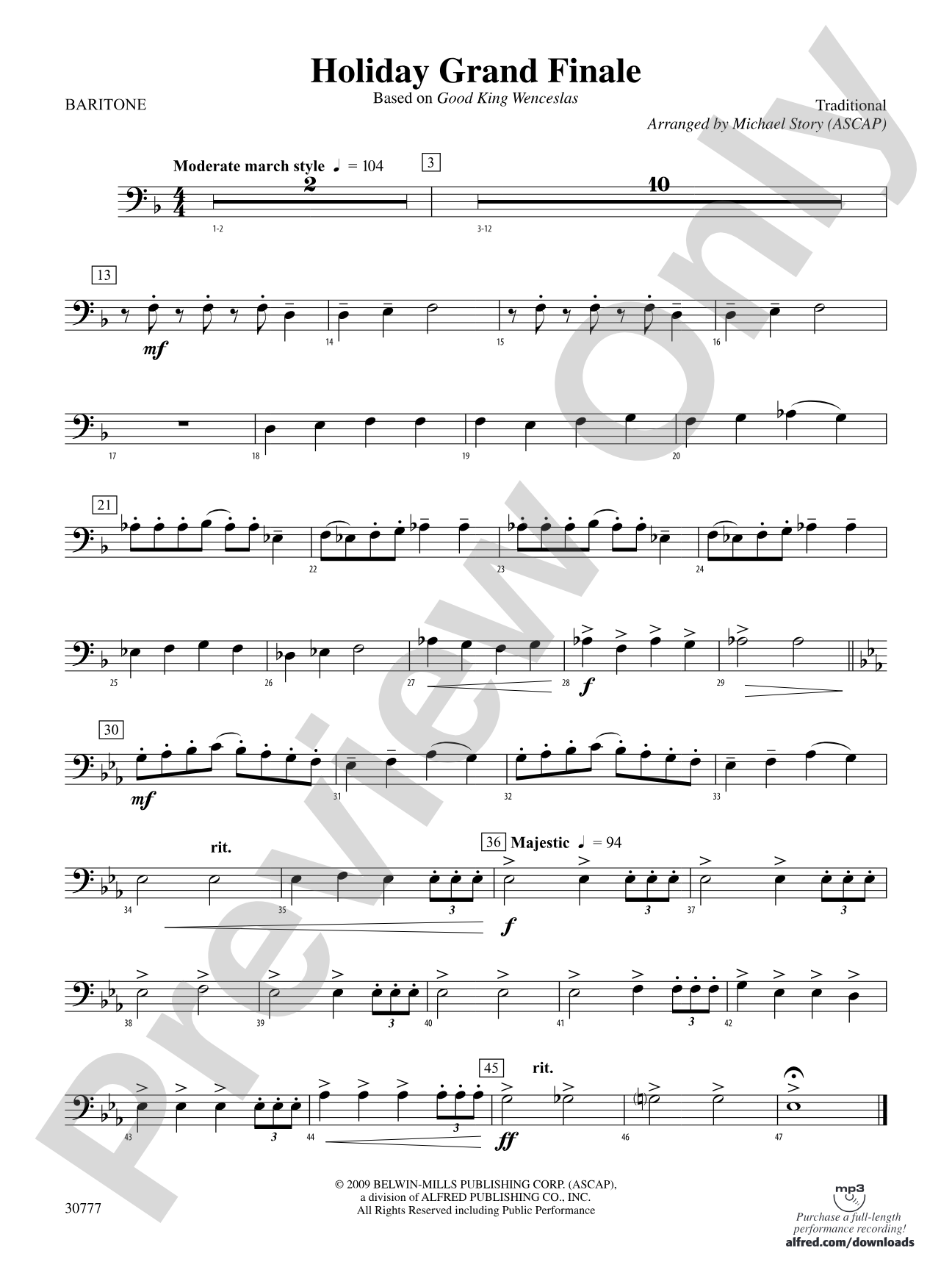 Holiday Grand Finale (Based on "Good King Wenceslas"): Baritone B.C.
