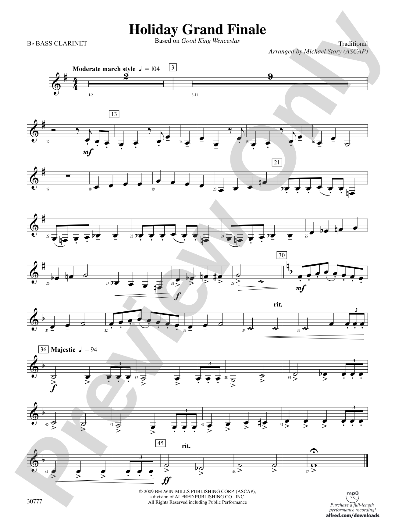 Holiday Grand Finale (Based on "Good King Wenceslas"): B-flat Bass Clarinet