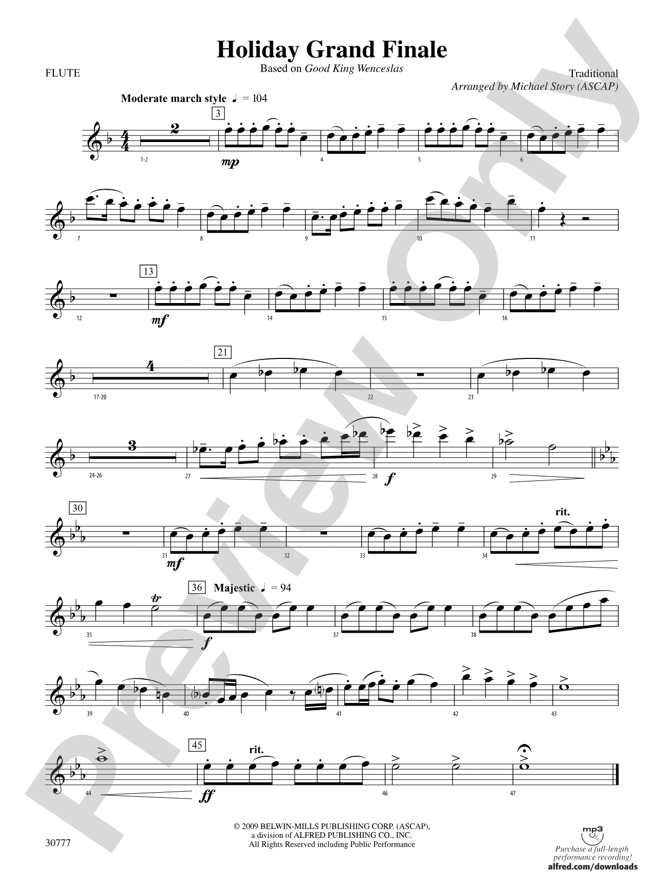 Holiday Grand Finale (Based on "Good King Wenceslas"): Flute