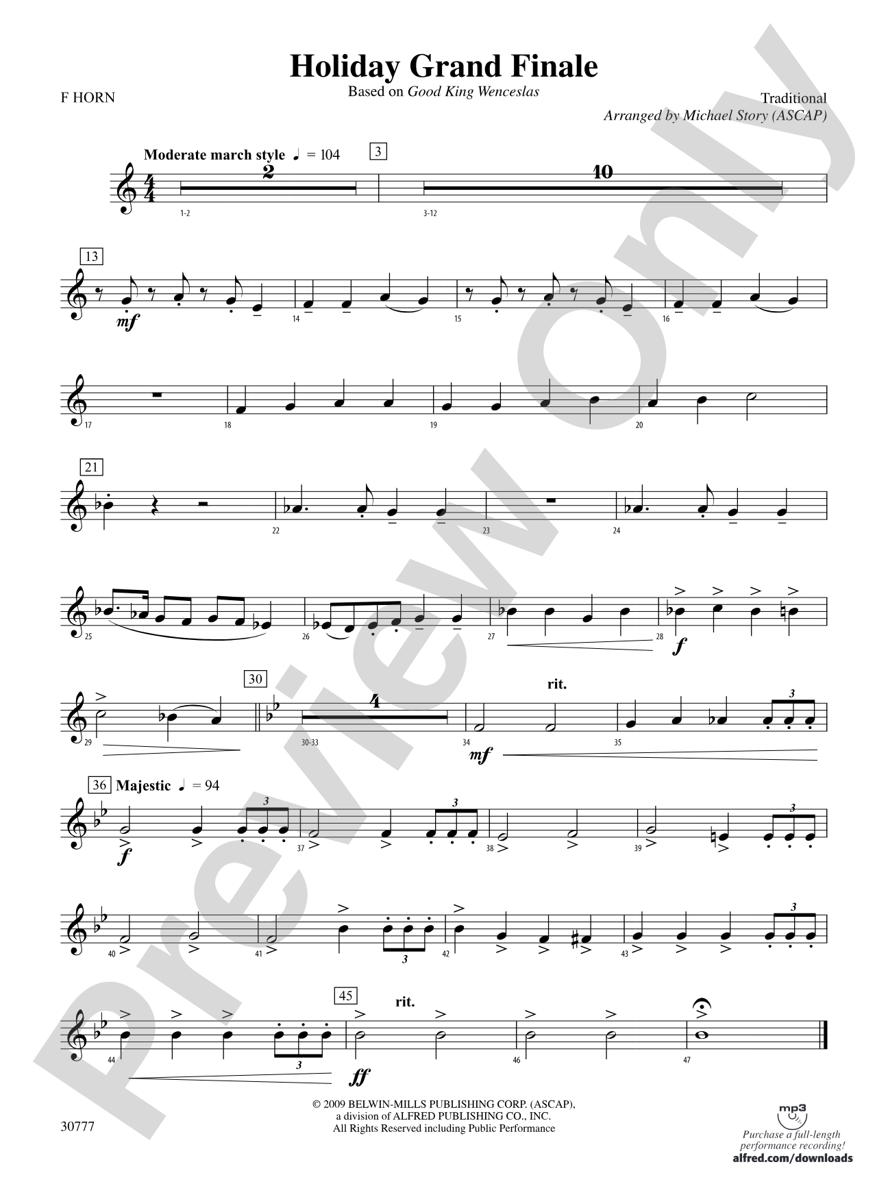 Holiday Grand Finale (Based on "Good King Wenceslas"): 1st F Horn