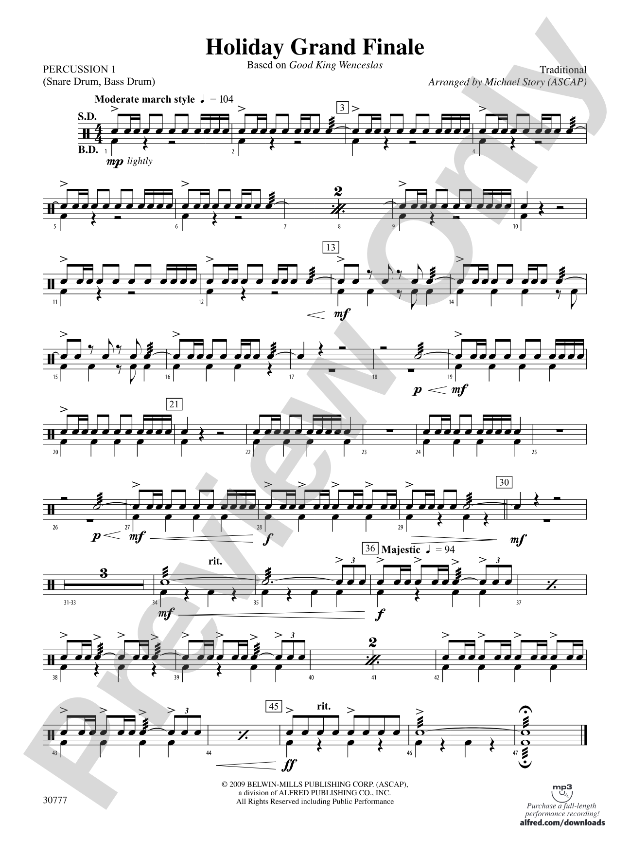 Holiday Grand Finale (Based on "Good King Wenceslas"): 1st Percussion