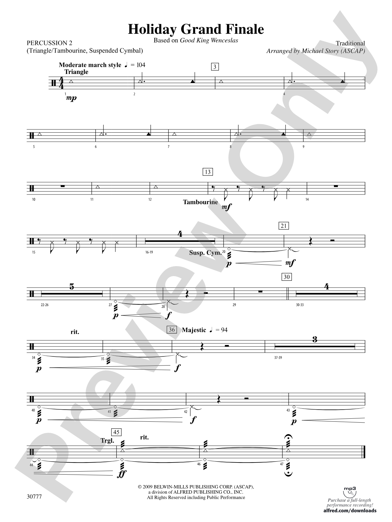 Holiday Grand Finale (Based on "Good King Wenceslas"): 2nd Percussion