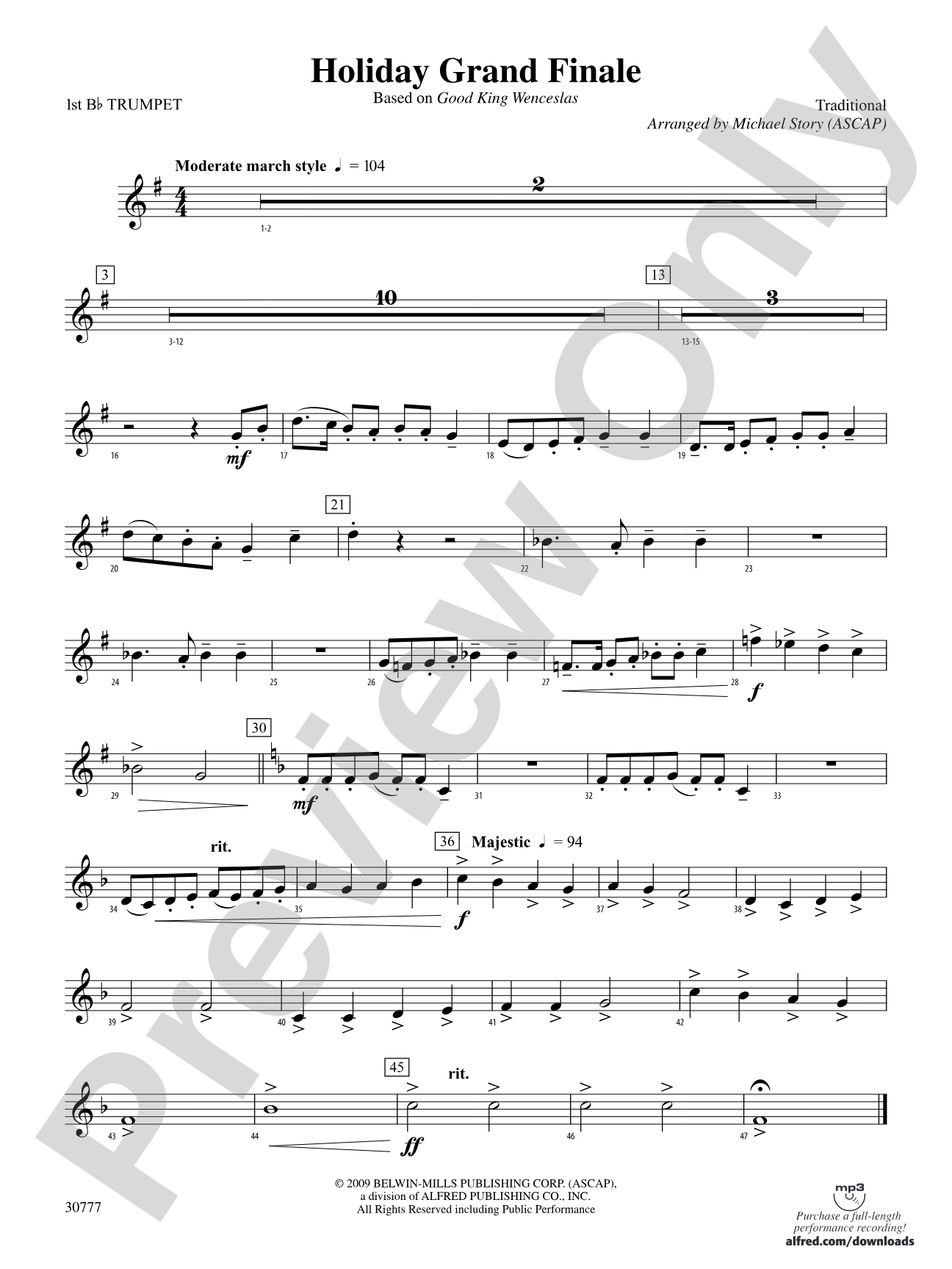 Holiday Grand Finale (Based on "Good King Wenceslas"): 1st B-flat Trumpet