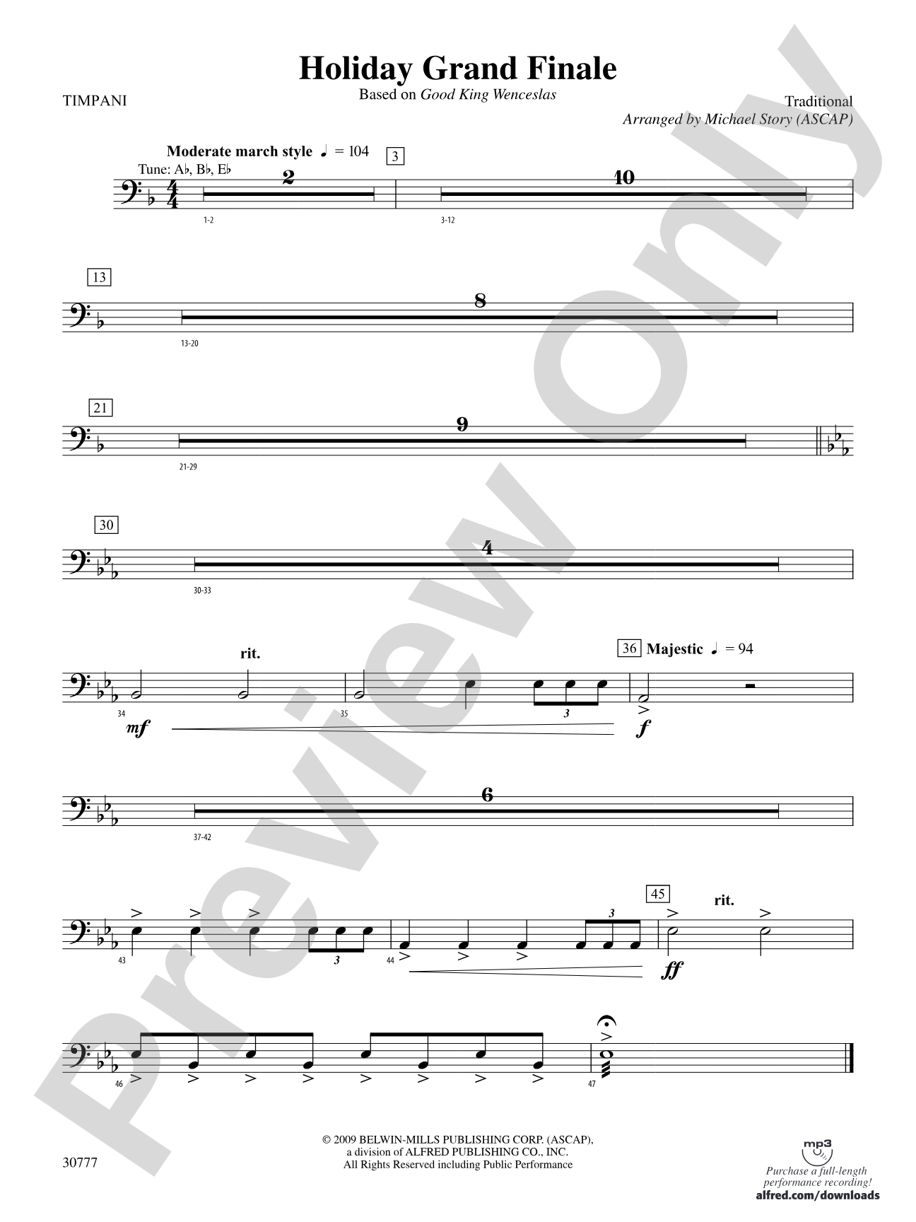 Holiday Grand Finale (Based on "Good King Wenceslas"): Timpani
