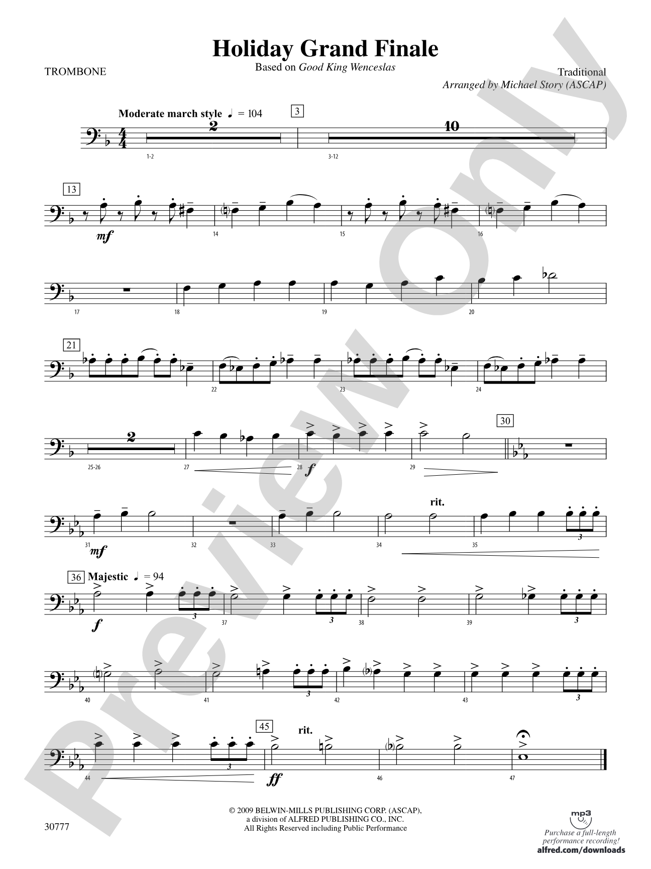 Holiday Grand Finale (Based on "Good King Wenceslas"): 1st Trombone