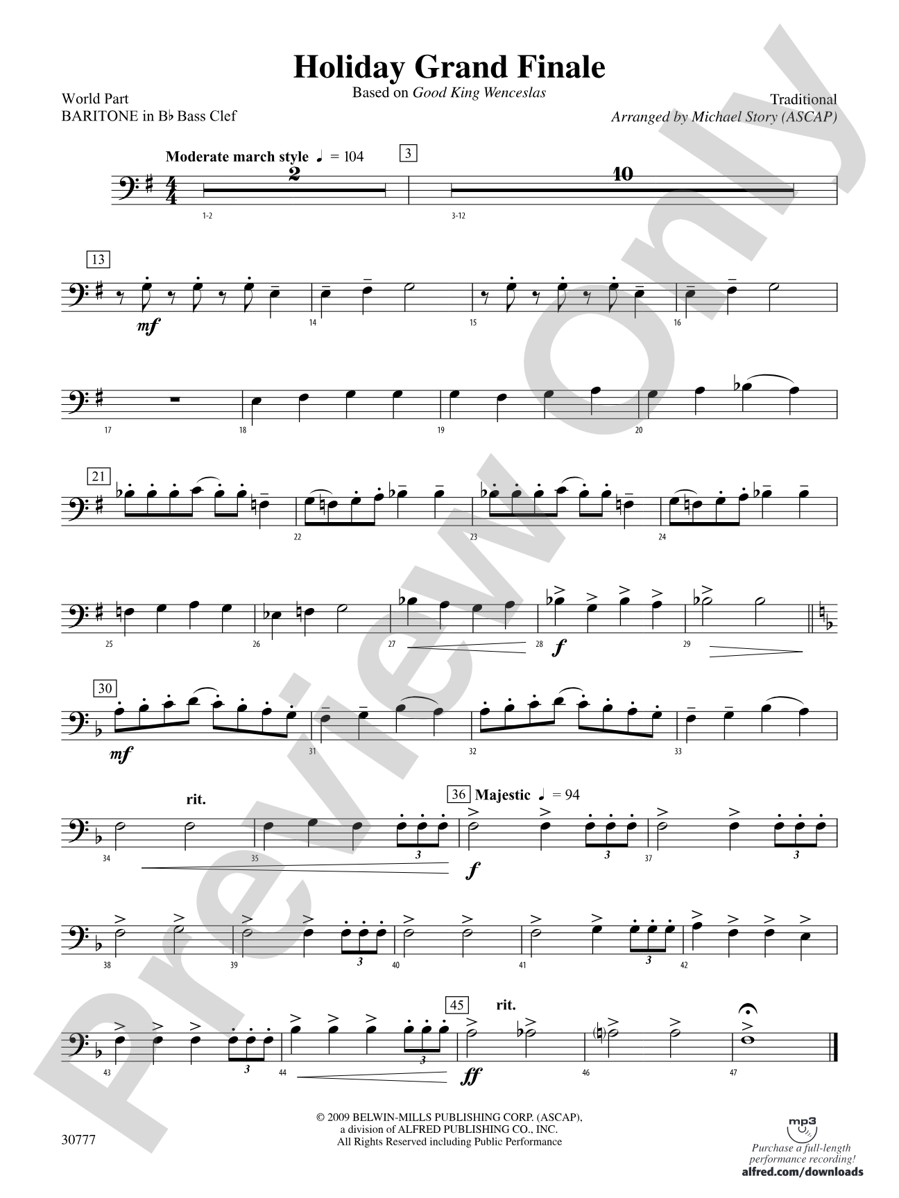 Holiday Grand Finale (Based on "Good King Wenceslas"): (wp) B-flat Baritone B.C.