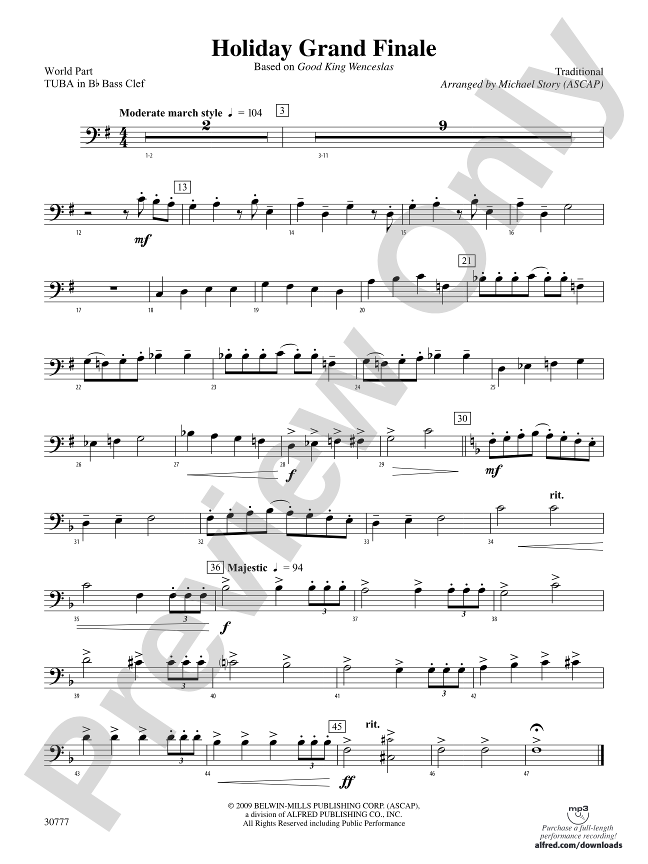 Holiday Grand Finale (Based on "Good King Wenceslas"): (wp) B-flat Tuba B.C.