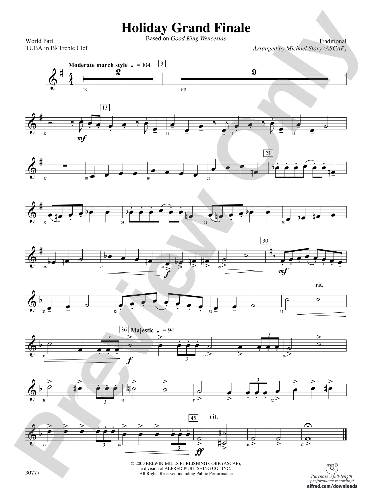 Holiday Grand Finale (Based on "Good King Wenceslas"): (wp) B-flat Tuba T.C.