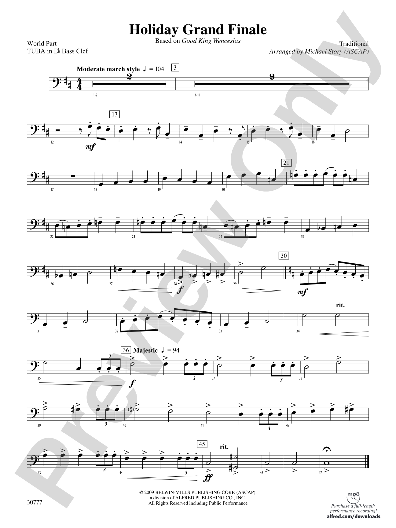 Holiday Grand Finale (Based on "Good King Wenceslas"): (wp) E-flat Tuba B.C.