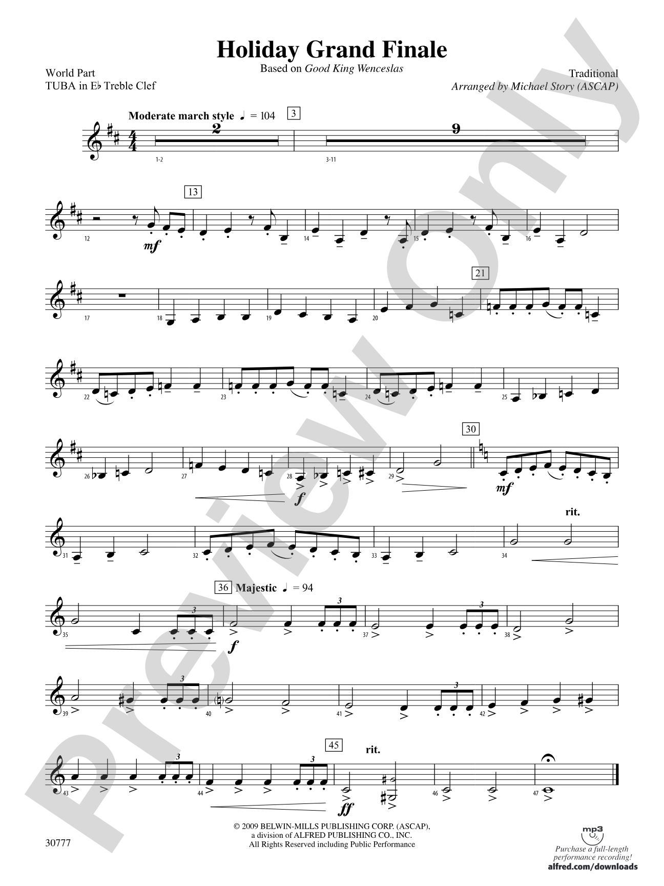 Holiday Grand Finale (Based on "Good King Wenceslas"): (wp) E-flat Tuba T.C.