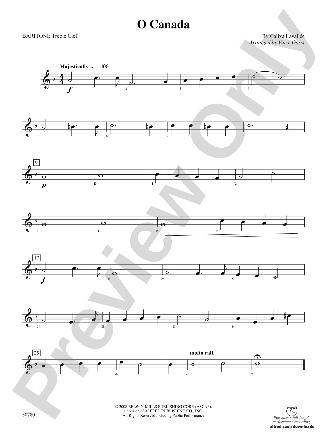 O Canada: Baritone T.C.