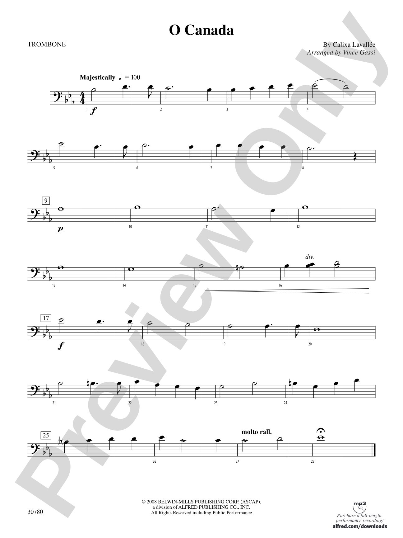 O Canada: 1st Trombone