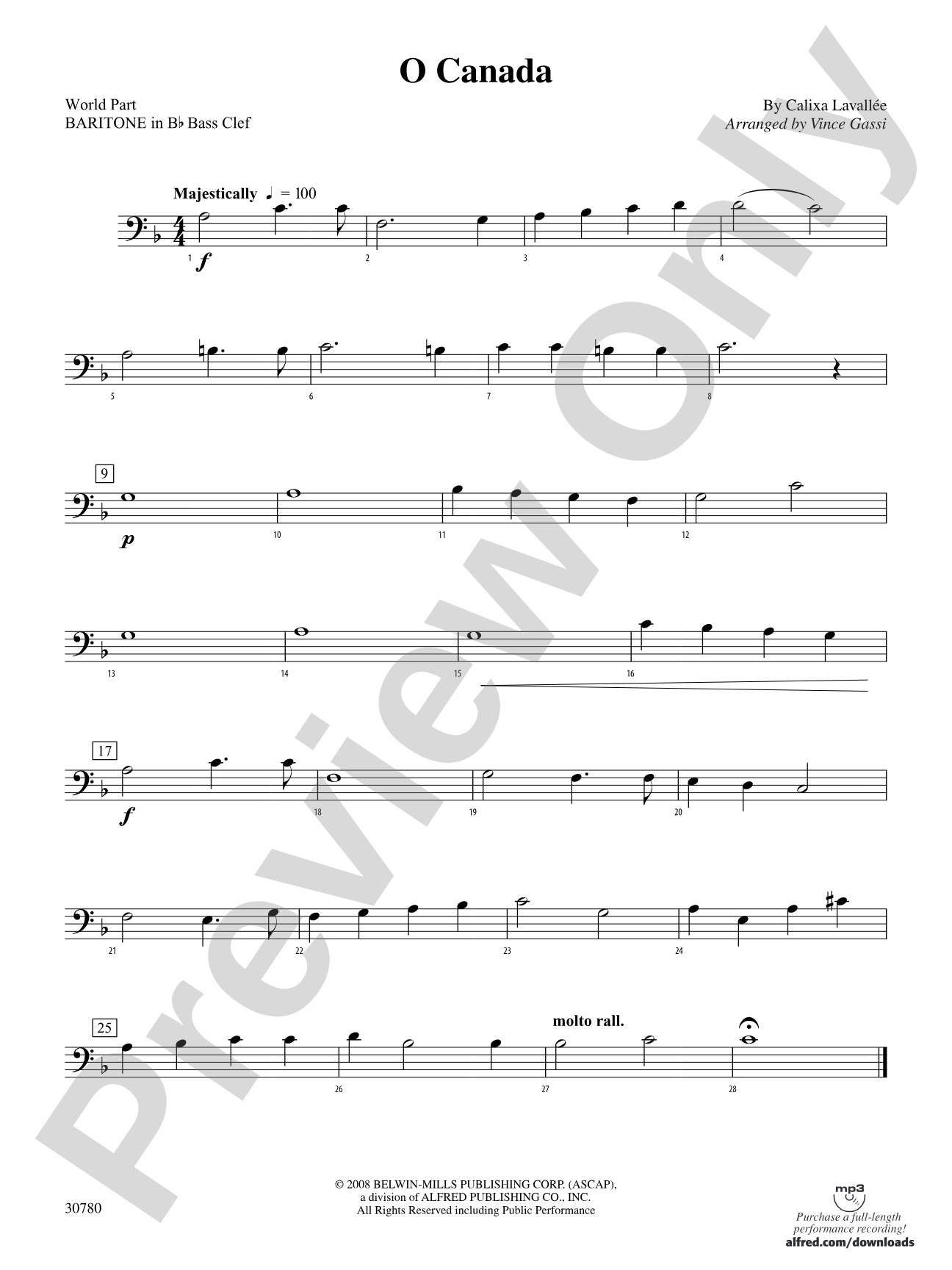 O Canada: (wp) B-flat Baritone B.C.