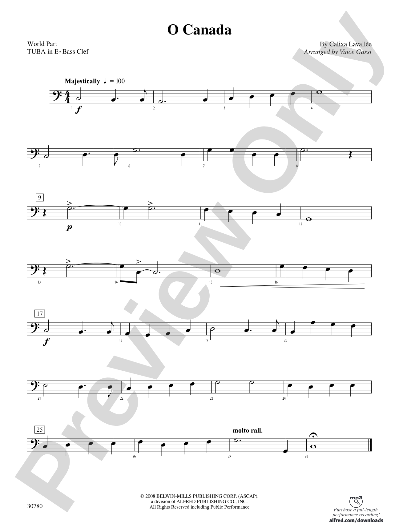 O Canada: (wp) E-flat Tuba B.C.