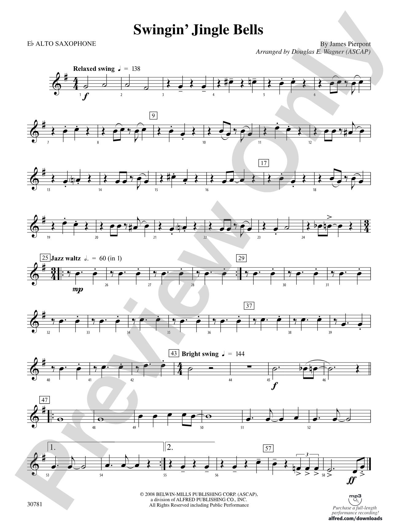 Swingin' Jingle Bells: E-flat Alto Saxophone