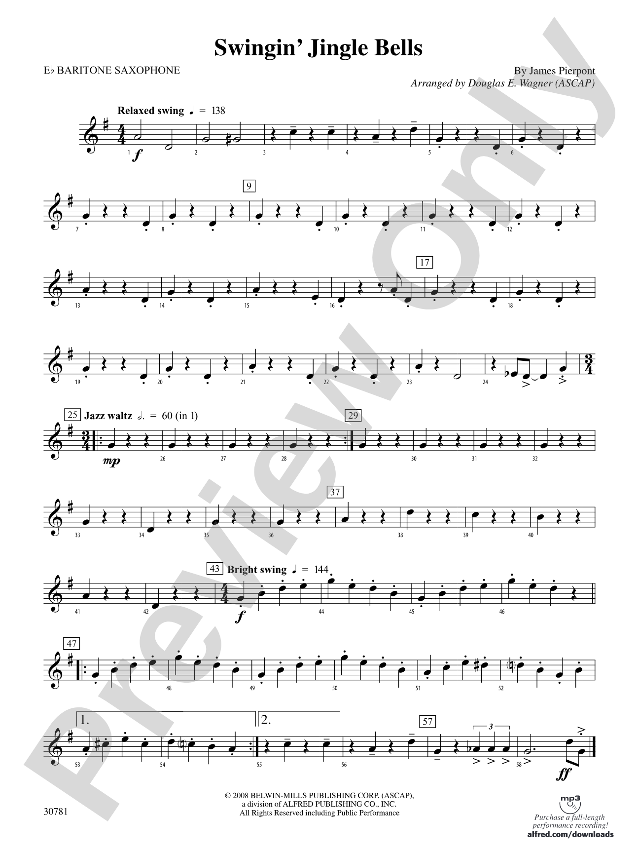 Swingin' Jingle Bells: E-flat Baritone Saxophone