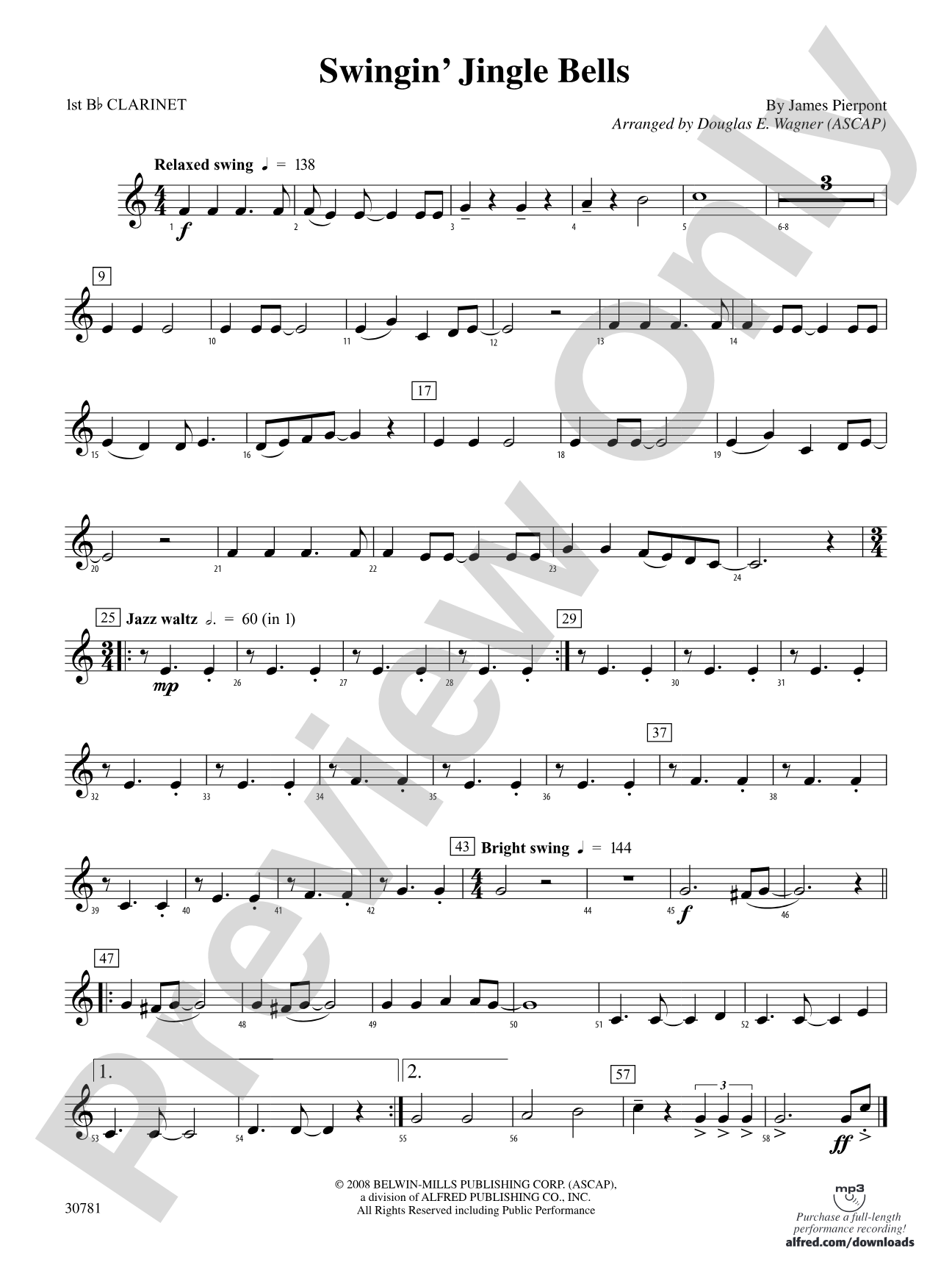 Swingin' Jingle Bells: 1st B-flat Clarinet