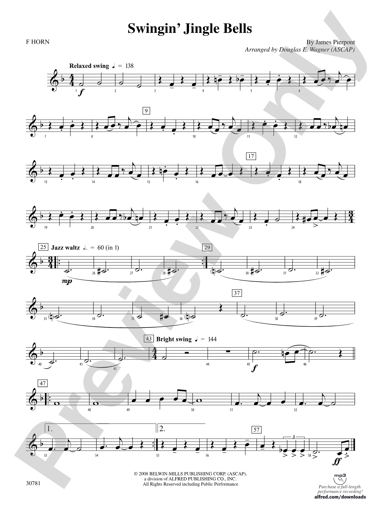Swingin' Jingle Bells: 1st F Horn