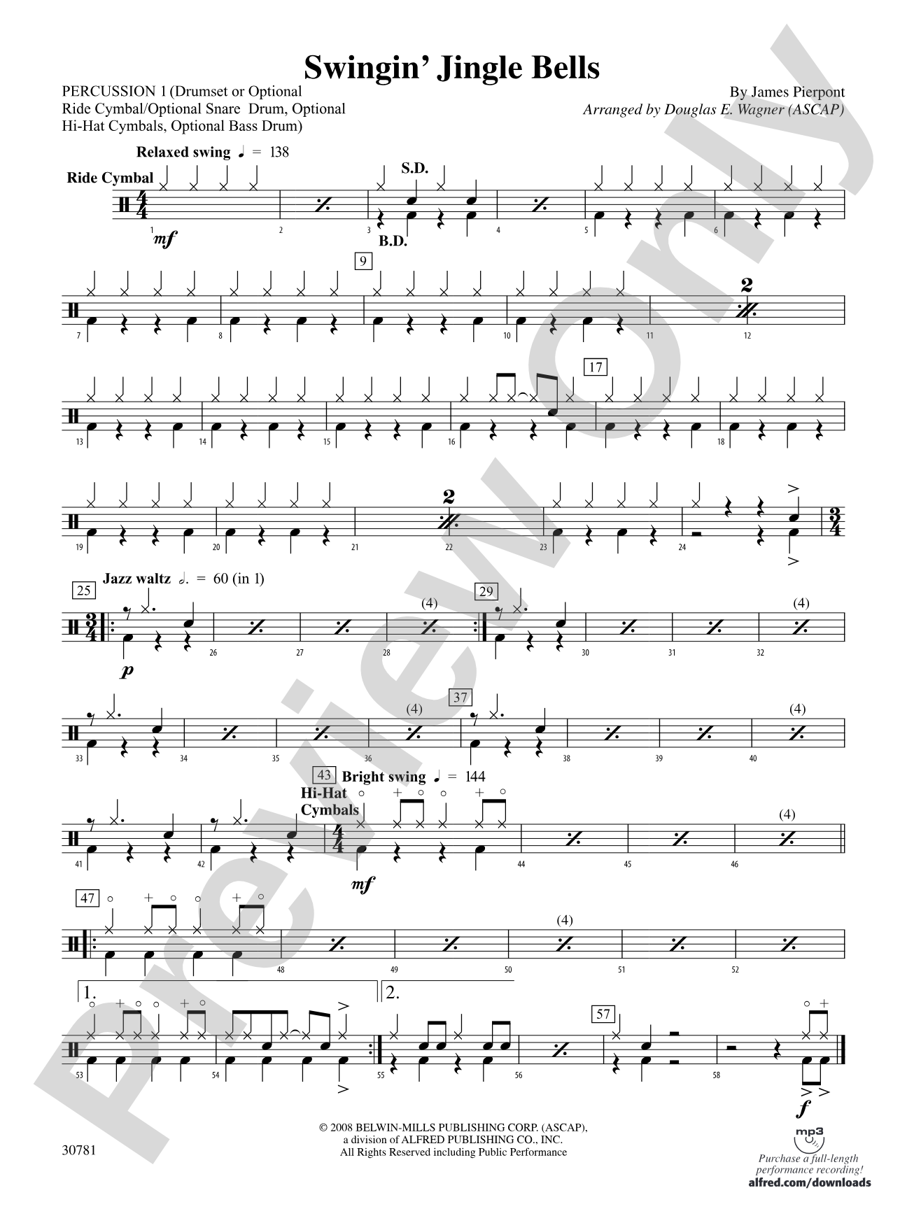 Swingin' Jingle Bells: 1st Percussion