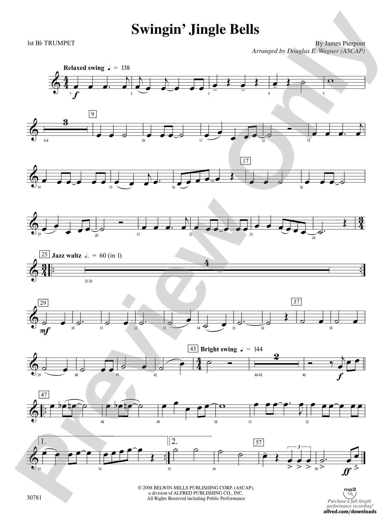 Swingin' Jingle Bells: 1st B-flat Trumpet