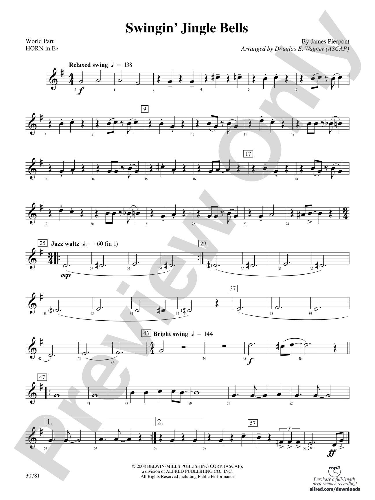 Swingin' Jingle Bells: (wp) 1st Horn in E-flat