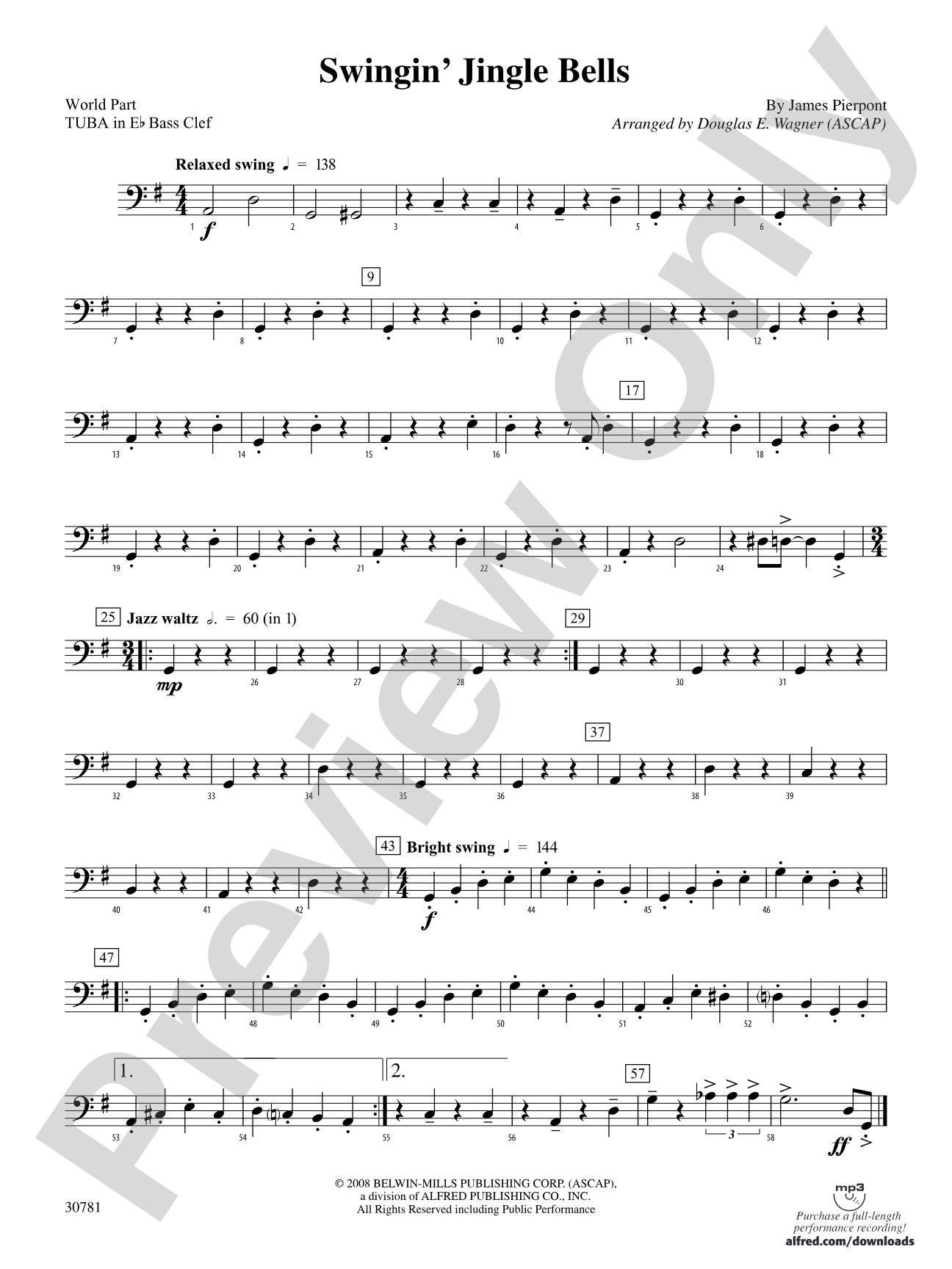 Swingin' Jingle Bells: (wp) E-flat Tuba B.C.