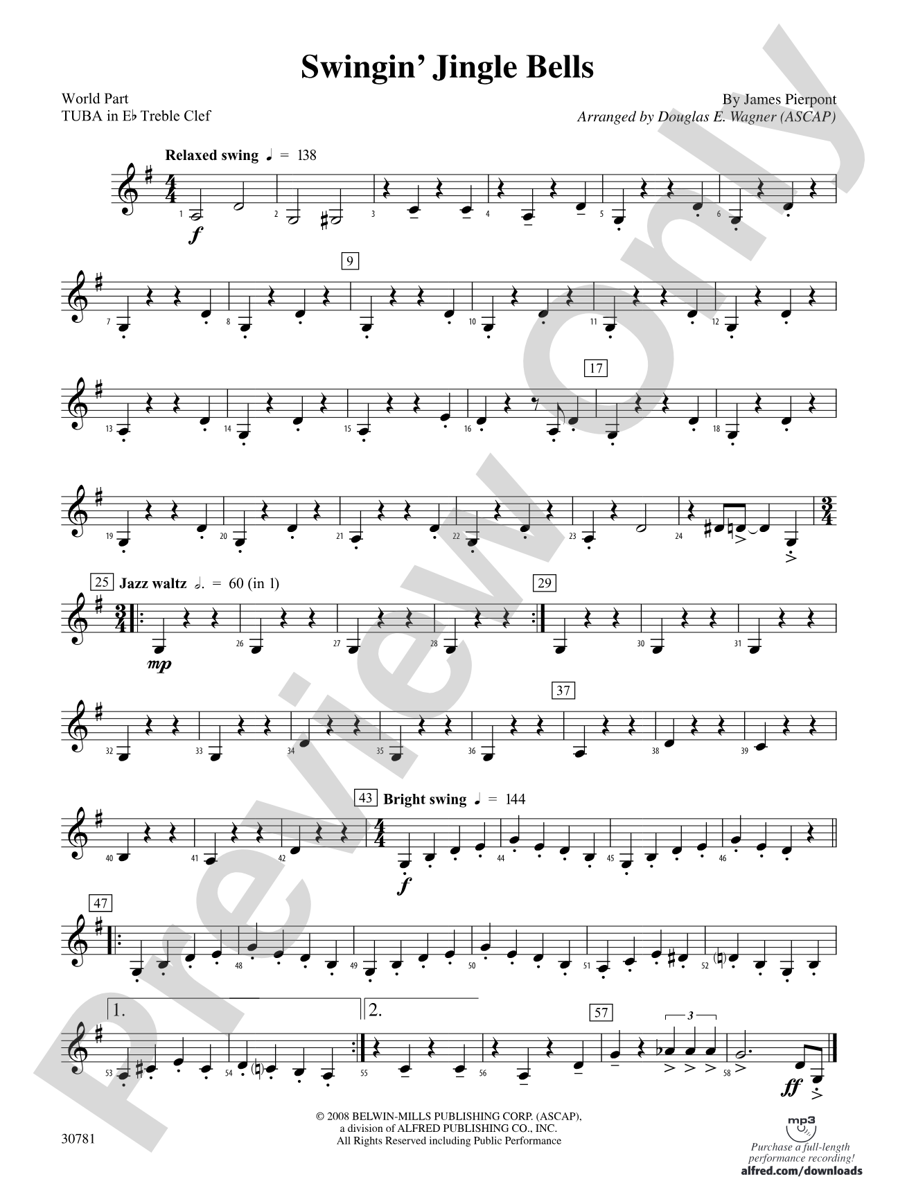Swingin' Jingle Bells: (wp) E-flat Tuba T.C.