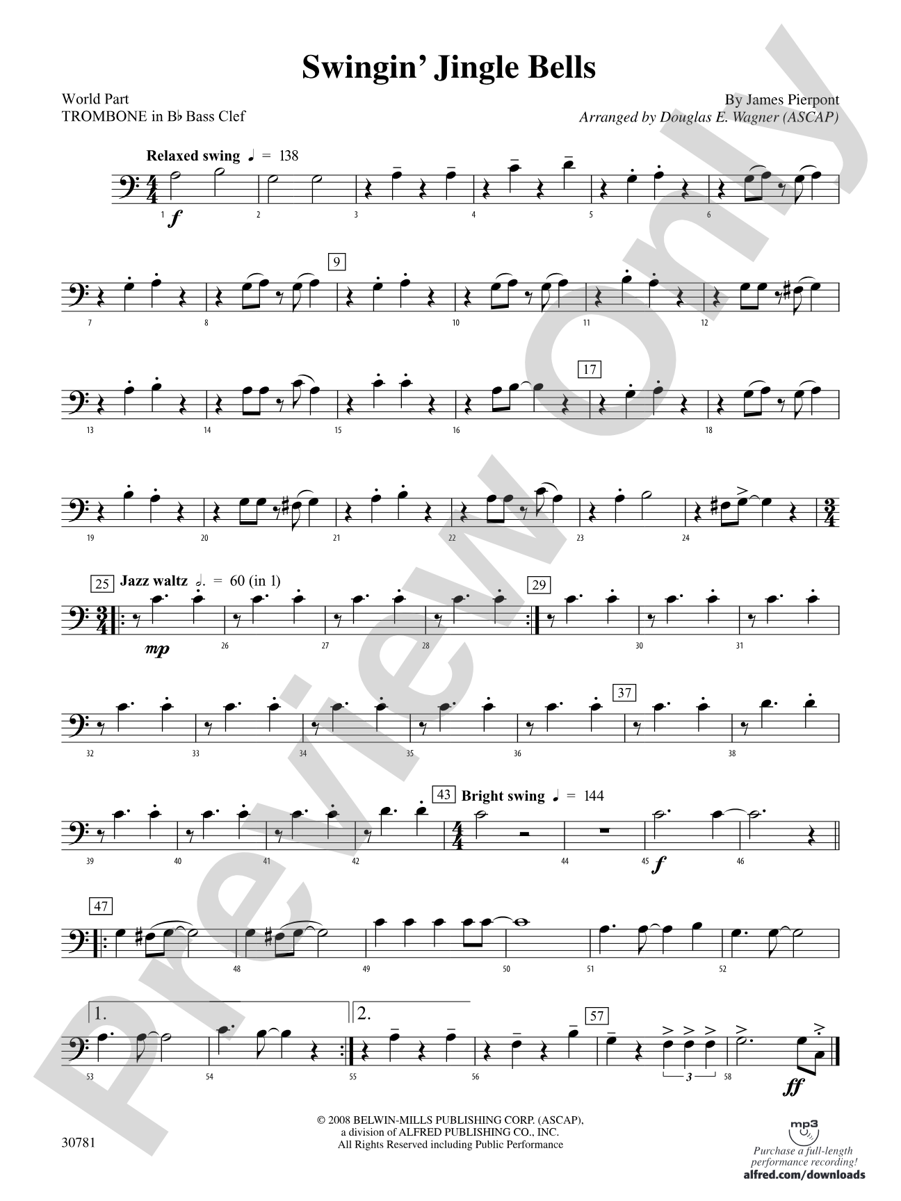 Swingin' Jingle Bells: (wp) 1st B-flat Trombone B.C.