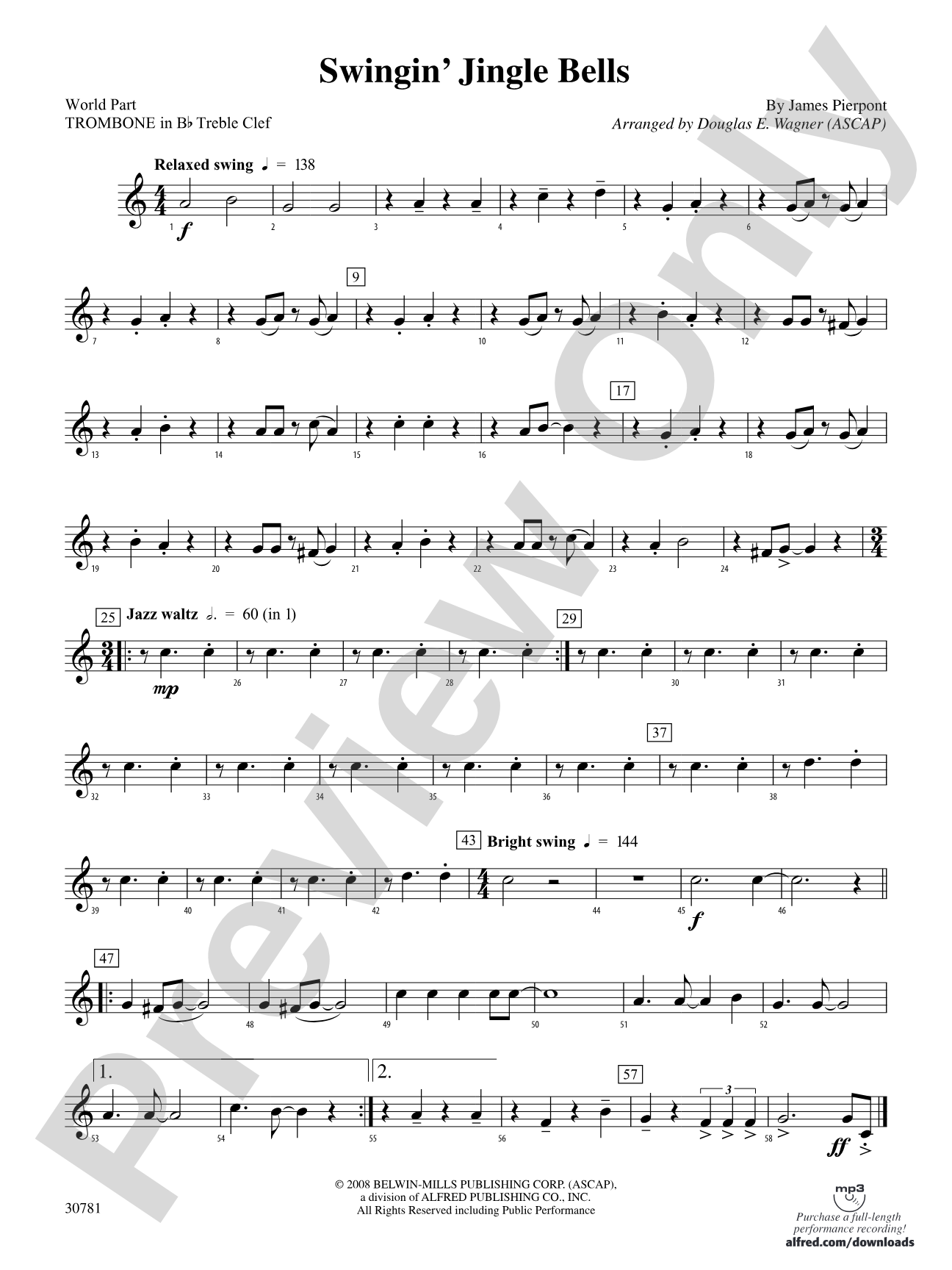 Swingin' Jingle Bells: (wp) 1st B-flat Trombone T.C.