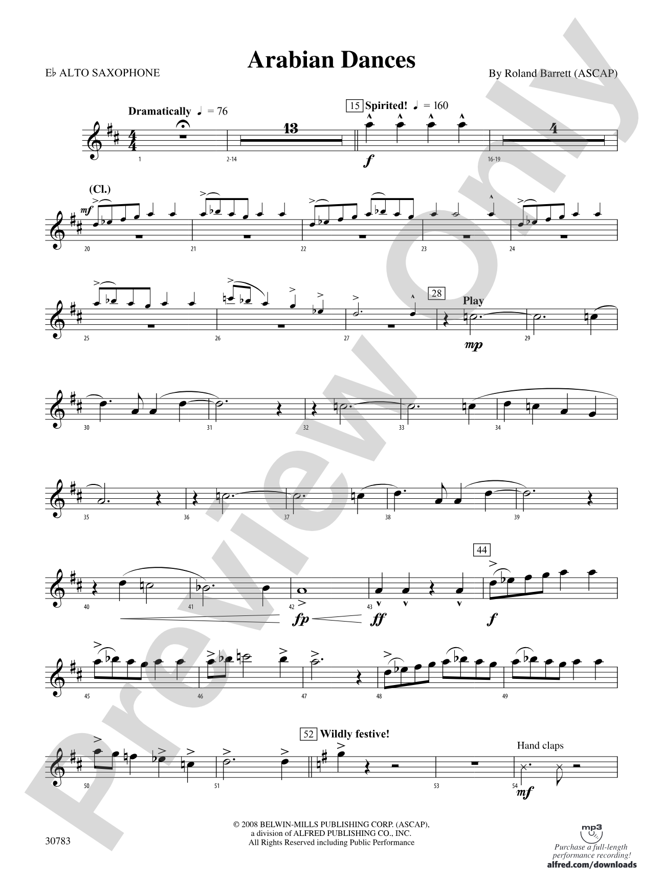 Arabian Dances: E-flat Alto Saxophone