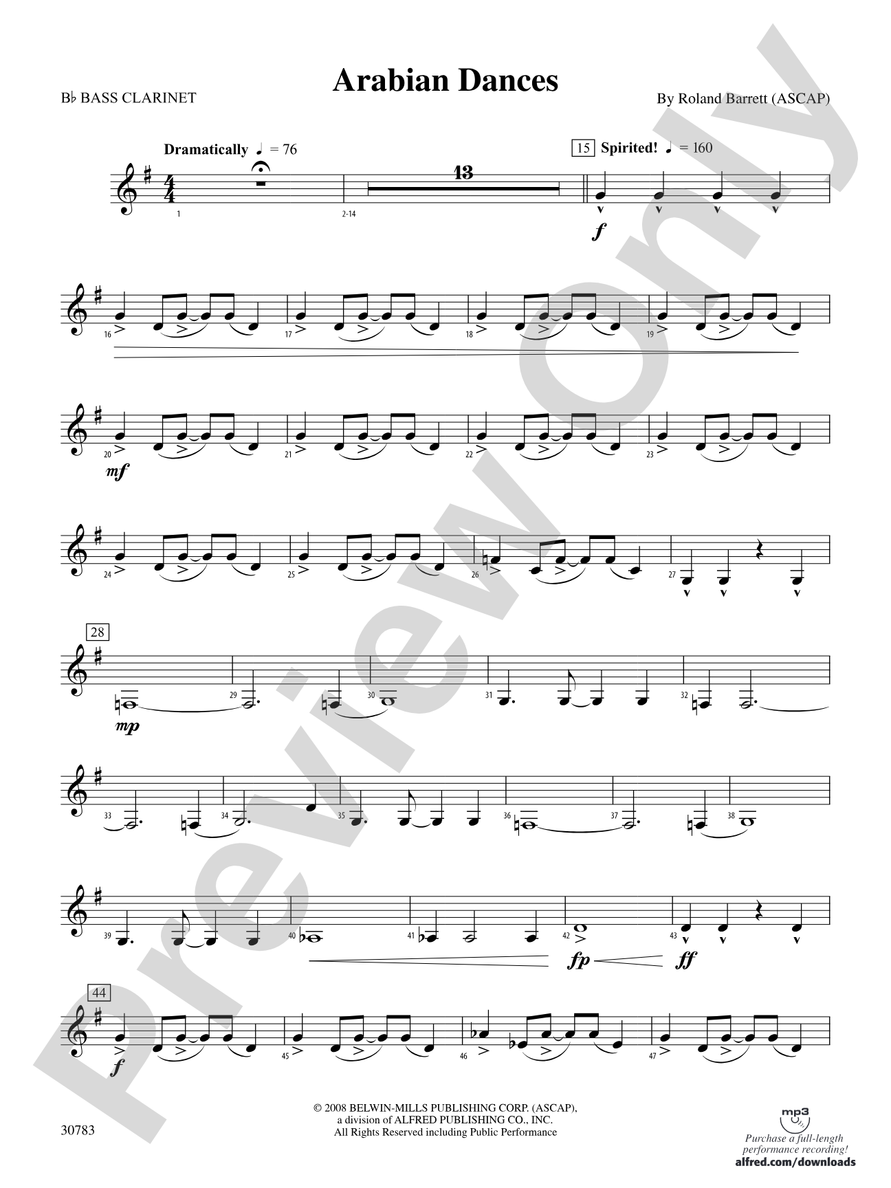 Arabian Dances: B-flat Bass Clarinet