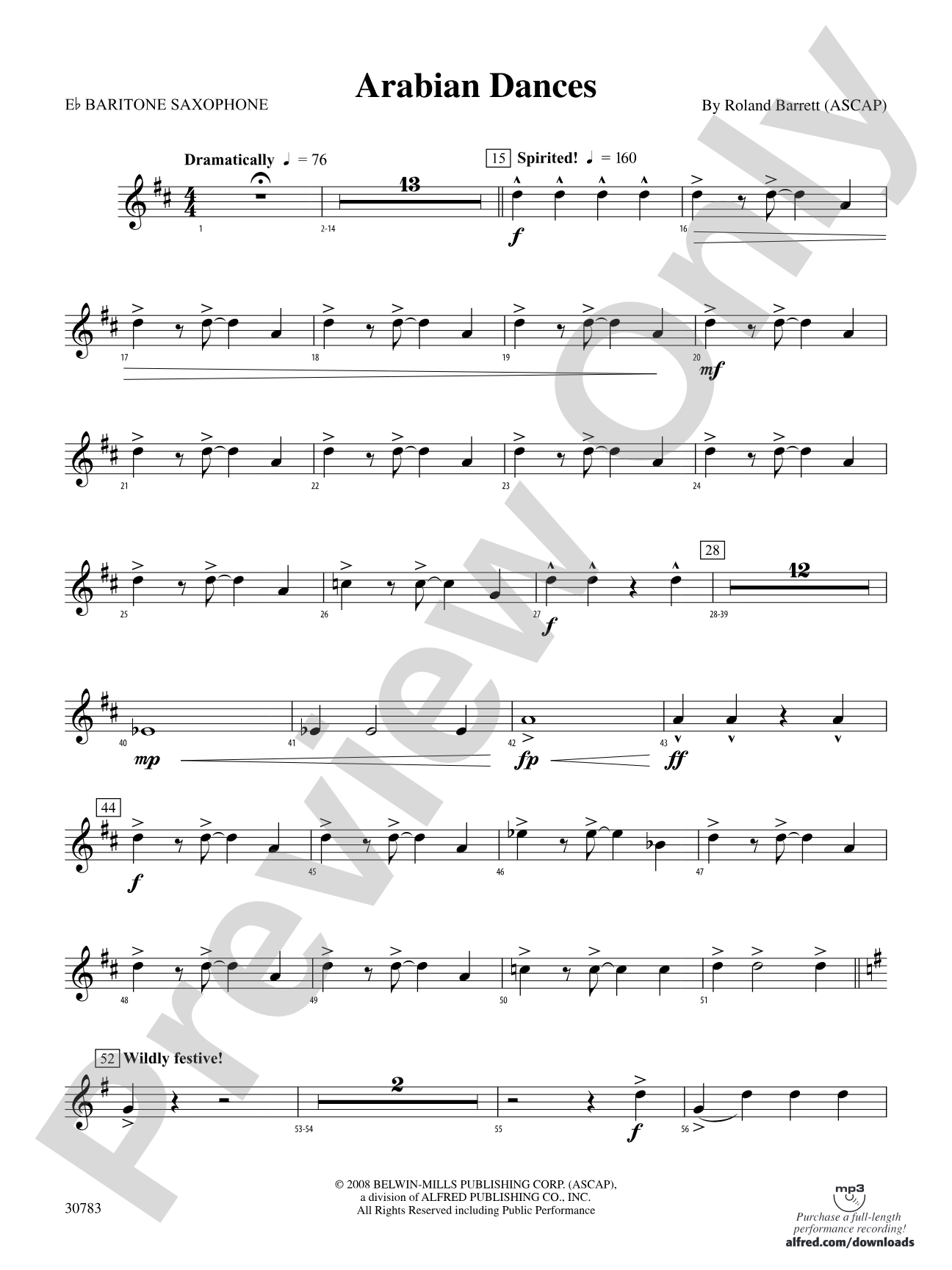 Arabian Dances: E-flat Baritone Saxophone