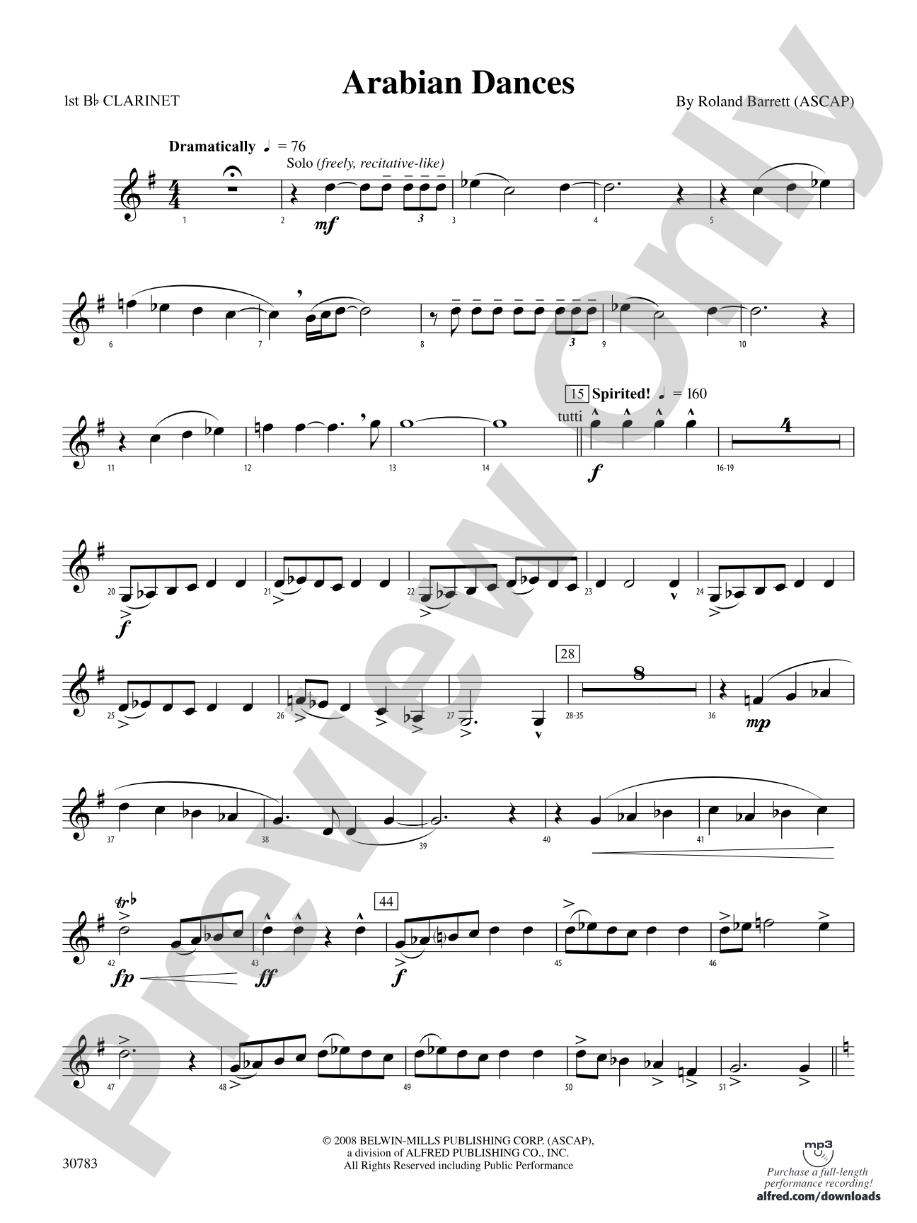 Arabian Dances: 1st B-flat Clarinet