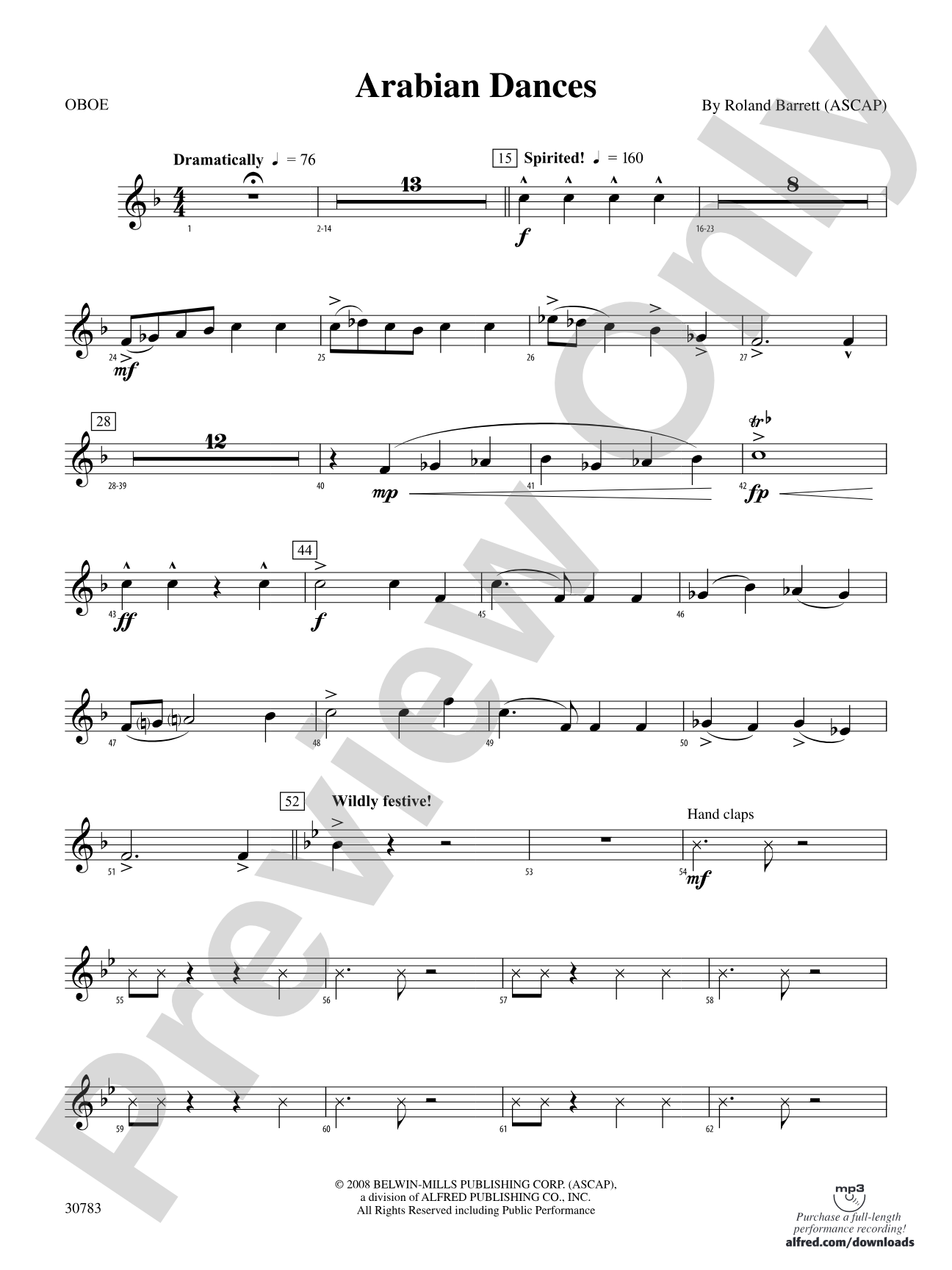 Arabian Dances: Oboe