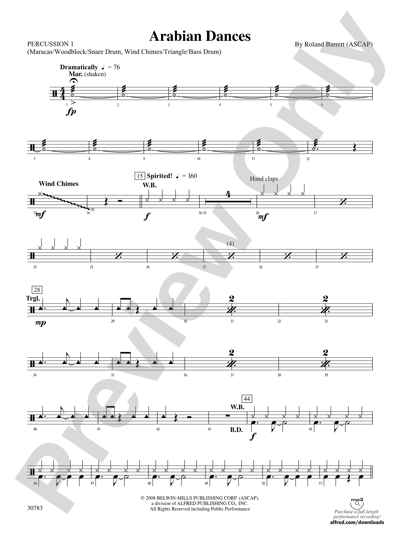Arabian Dances: 1st Percussion