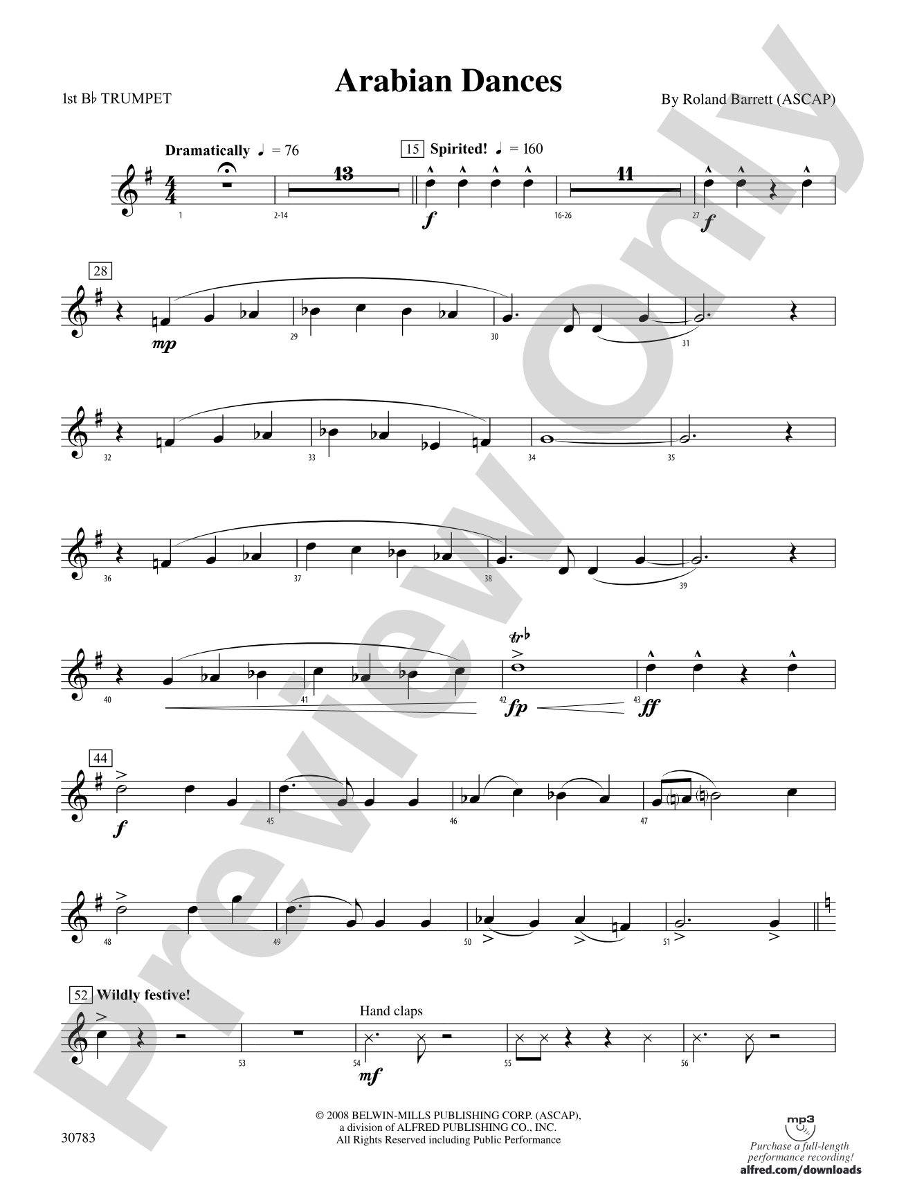 Arabian Dances: 1st B-flat Trumpet