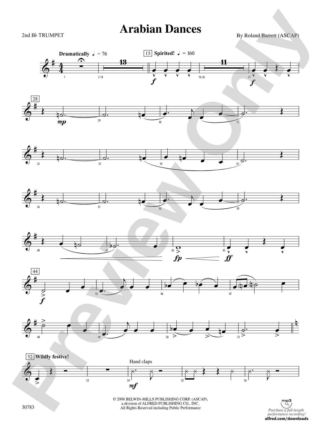 Arabian Dances: 2nd B-flat Trumpet