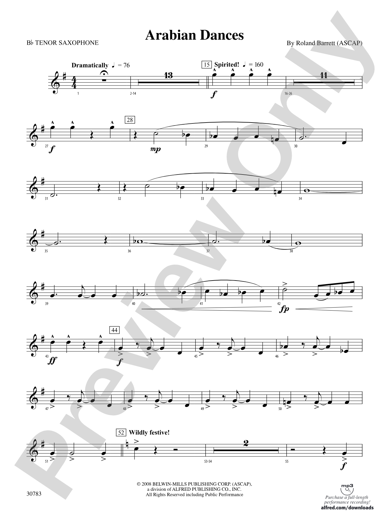 Arabian Dances: B-flat Tenor Saxophone